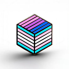 Load image into Gallery viewer, Trans Bisexual Pride - Flag Cube Pin - main product photo on white background