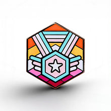 Load image into Gallery viewer, Trans Lesbian Pride - Medal Cube Pin - main product photo on white background