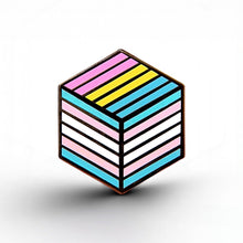 Load image into Gallery viewer, Trans Pansexual Pride - Flag Cube Pin - main product photo on white background