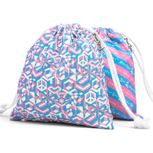 Load image into Gallery viewer, Trans Drawstring Bag on clean white background by Proud Zebra