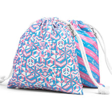 Load image into Gallery viewer, Trans Drawstring Bag on clean white background by Proud Zebra