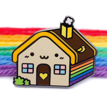 Load image into Gallery viewer, A Home For Everyone Lapel Pin, LGBTQ+ awareness 1.25-inch hard enamel charity pin by Proud Zebra