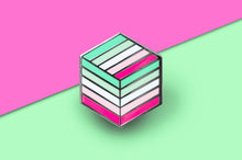 Load image into Gallery viewer, Abrosexual pride flag Proud Cube 1.25-inch hard enamel pin Edition 1 with rubber clutch backing