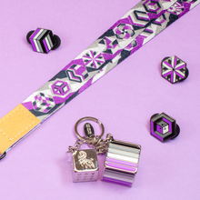Load image into Gallery viewer, Asexual Pride Lanyards with reversible design by Proud Zebra in position 3