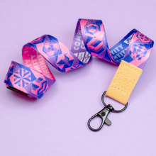 Load image into Gallery viewer, bisexual Pride Lanyards with reversible design by Proud Zebra in position 3
