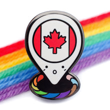 Load image into Gallery viewer, LGBTQ+ pride flag 1.25-inch hard enamel pin, LGBTQ+ lapel pin with rubber clutch backing by Proud Zebra