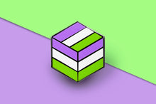 Load image into Gallery viewer, Genderqueer Flag - Flag Cube Pin-Pride Pin-PCFC_GENQ