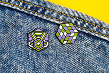 Load image into Gallery viewer, Genderqueer Flag - Love Cube Pin-Pride Pin-GENQ_ED4