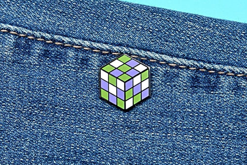 Genderqueer Flag - Rubik's Cube Pin