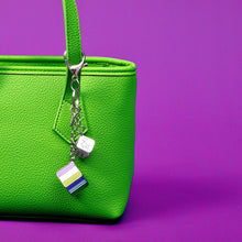 Load image into Gallery viewer, Genderqueer Pride Flag Proud Cube Bag Charm
