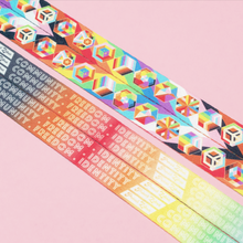 Load image into Gallery viewer, Inclusive Pride Lanyards with reversible design by Proud Zebra in position 1
