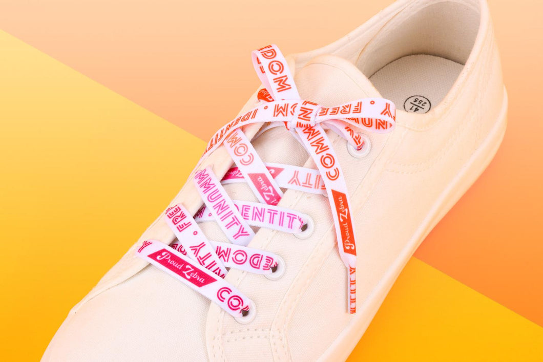 Lesbian Pride Flag White Shoelaces-Pride Shoelaces-SLWH_LESB_45IN