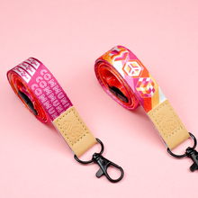Load image into Gallery viewer, Lesbian Pride Lanyards with reversible design by Proud Zebra in position 3