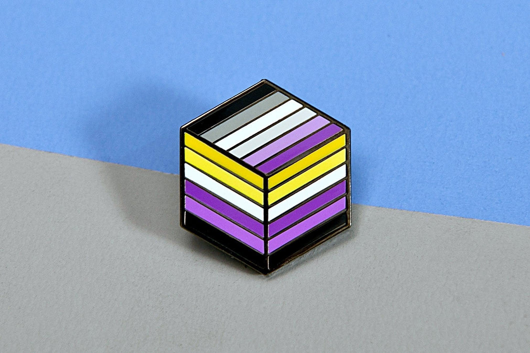 Non-Binary Asexual Pride - Flag Cube Pin-Pride Pin-PCFC_ENBY_ASEX