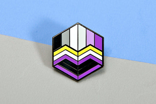 Non-Binary Asexual Pride - Love Cube Pin