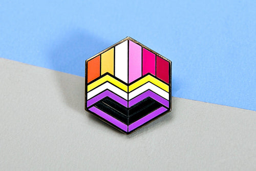 Non-Binary Lesbian Pride - Love Cube Pin