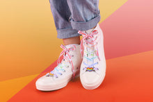 Load image into Gallery viewer, Rainbow Pride Flag White Shoelaces-Pride Shoelaces-LLSL_SLWH_RBOW_45IN