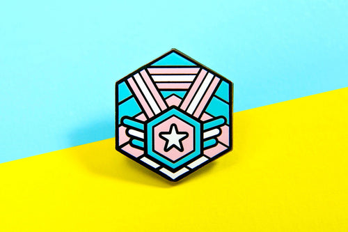 Trans Flag - Medal Cube Pin