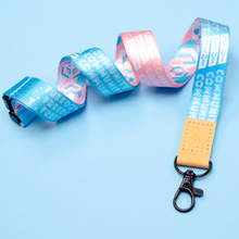 Load image into Gallery viewer, trans Pride Lanyards with reversible design by Proud Zebra in position 4
