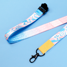 Load image into Gallery viewer, trans Pride Lanyards with reversible design by Proud Zebra in position 5