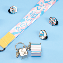 Load image into Gallery viewer, trans Pride Lanyards with reversible design by Proud Zebra in position 3
