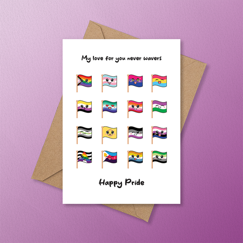 Pride: Waving Pride Flags - LGBTQ+ Greeting Cards