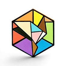 Load image into Gallery viewer, Inclusive rainbow pride flag Proud Cube 1.25-inch hard enamel pin Edition 2 with rubber clutch backing
