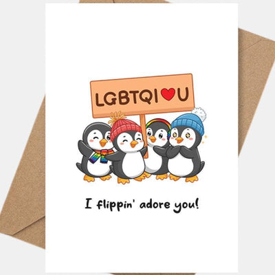 Anniversary: I Flippin' Adore You - LGBTQ+ Greeting Cards by Proud Zebra
