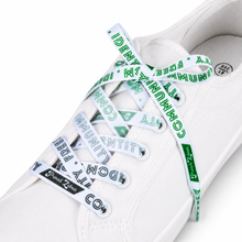 Load image into Gallery viewer, Aromantic Pride Flag White Shoelaces - main product photo on white background
