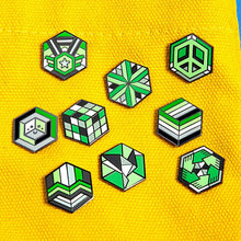 Load image into Gallery viewer, Aromantic full Proud Cube collection, all 9 pride pins
