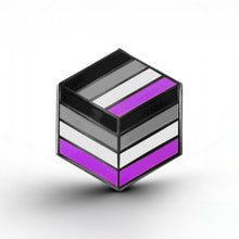 Load image into Gallery viewer, Asexual Flag - Flag Cube Pin - main product photo on white background
