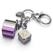 Load image into Gallery viewer, Asexual Pride Flag Proud Cube Bag Charm on clean white background by Proud Zebra
