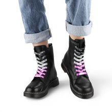 Load image into Gallery viewer, Asexual Pastel Shoelaces — worn on boots
