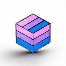 Load image into Gallery viewer, Bisexual Flag - Flag Cube Pin - main product photo on white background
