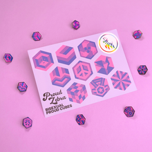 Load image into Gallery viewer, Bisexual pride flag sticker sheet, vinyl LGBTQ+ pride stickers for laptops, water bottles, and notebooks by Proud Zebra
