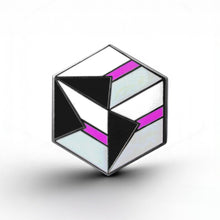 Load image into Gallery viewer, Demisexual Flag - Flag Cube Pin - main product photo on white background
