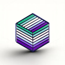 Load image into Gallery viewer, Gay MLM Flag - Flag Cube Pin - main product photo on white background
