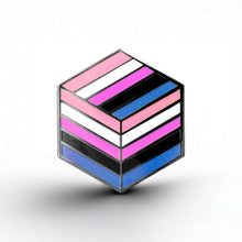Load image into Gallery viewer, Genderfluid Flag - Flag Cube Pin - main product photo on white background
