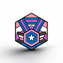 Load image into Gallery viewer, Genderfluid Flag - Medal Cube Pin - main product photo on white background
