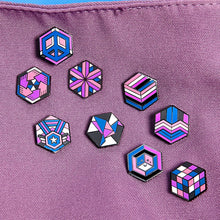Load image into Gallery viewer, Genderfluid full Proud Cube collection, all 9 pride pins

