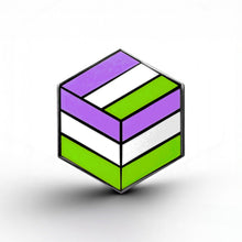 Load image into Gallery viewer, Genderqueer Flag - Flag Cube Pin - main product photo on white background
