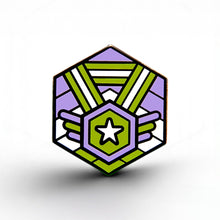 Load image into Gallery viewer, Genderqueer Flag - Medal Cube Pin - main product photo on white background
