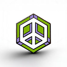 Load image into Gallery viewer, Genderqueer Flag - Peace Cube Pin - main product photo on white background
