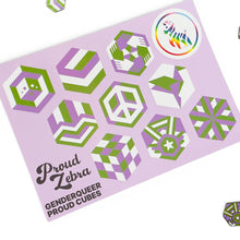 Load image into Gallery viewer, Genderqueer Pride Sticker Sheet on clean white background by Proud Zebra
