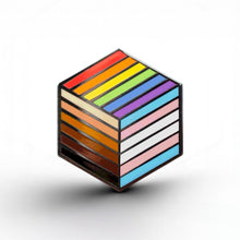 Load image into Gallery viewer, Inclusive Flag Cube Pride Pin - main product photo on white background
