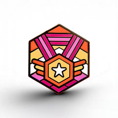 Lesbian Flag - Medal Cube Pin