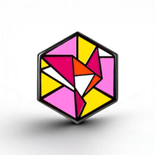 Load image into Gallery viewer, Lesbian Flag - Freedom Cube Pin - main product photo on white background
