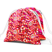 Load image into Gallery viewer, Lesbian Pride Flag Drawstring Bag on clean white background by Proud Zebra
