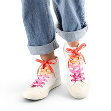 Load image into Gallery viewer, Lesbian Pastel Shoelaces — worn on white sneakers
