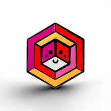 Load image into Gallery viewer, Lesbian Flag - Proud Cube Pin - main product photo on white background
